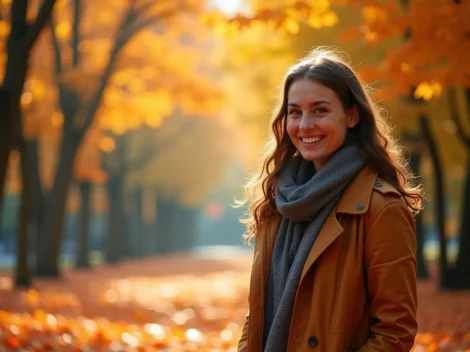 person enjoying colorful autumn leaves during beautiful seasonal change