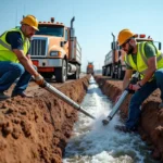 hydro excavation crew safely exposing underground utilities