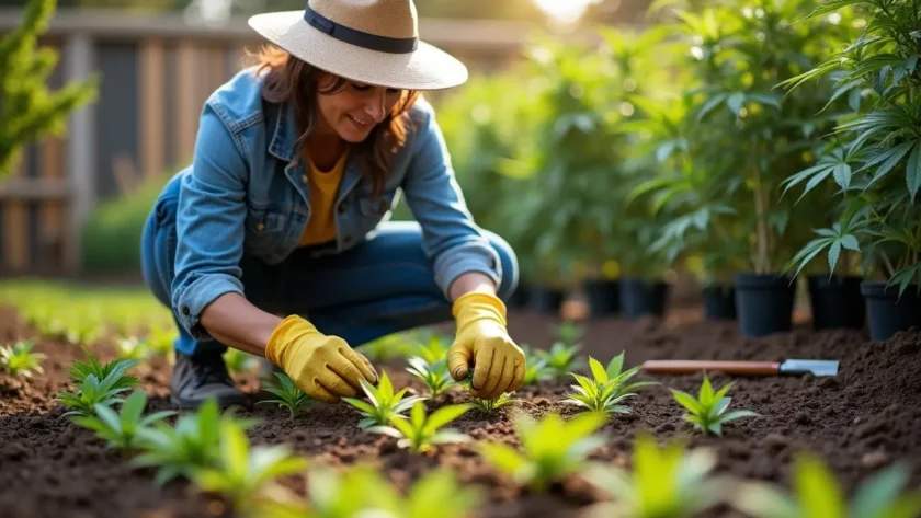 gardener avoiding common mistakes when planting cannabis plants