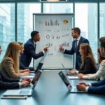 business team developing corporate marketing strategy to attract major clients