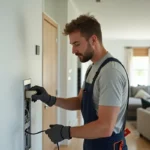 homeowner identifying and addressing common electrical hazards around house